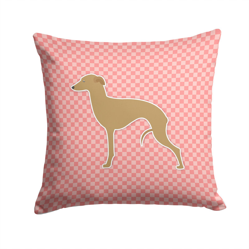 Coussin décoratif intérieur/extérieur lévrier, H 14 po x l 14 po x P 3 po, Rose, Chien 2