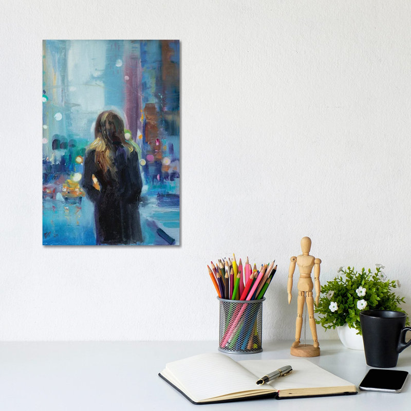 Rainy Day In The City by Katharina Valeeva - Wrapped Canvas Painting, 20.32 cm H x 30.48 cm W