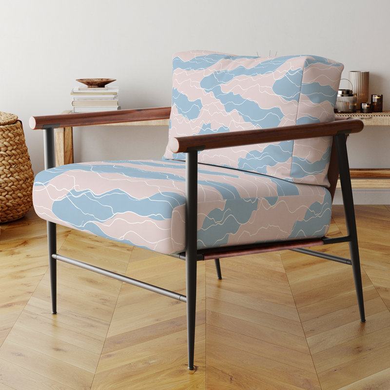 Chaise d'appoint abstraite - fauteuil Coastline, Bras ronds bruns