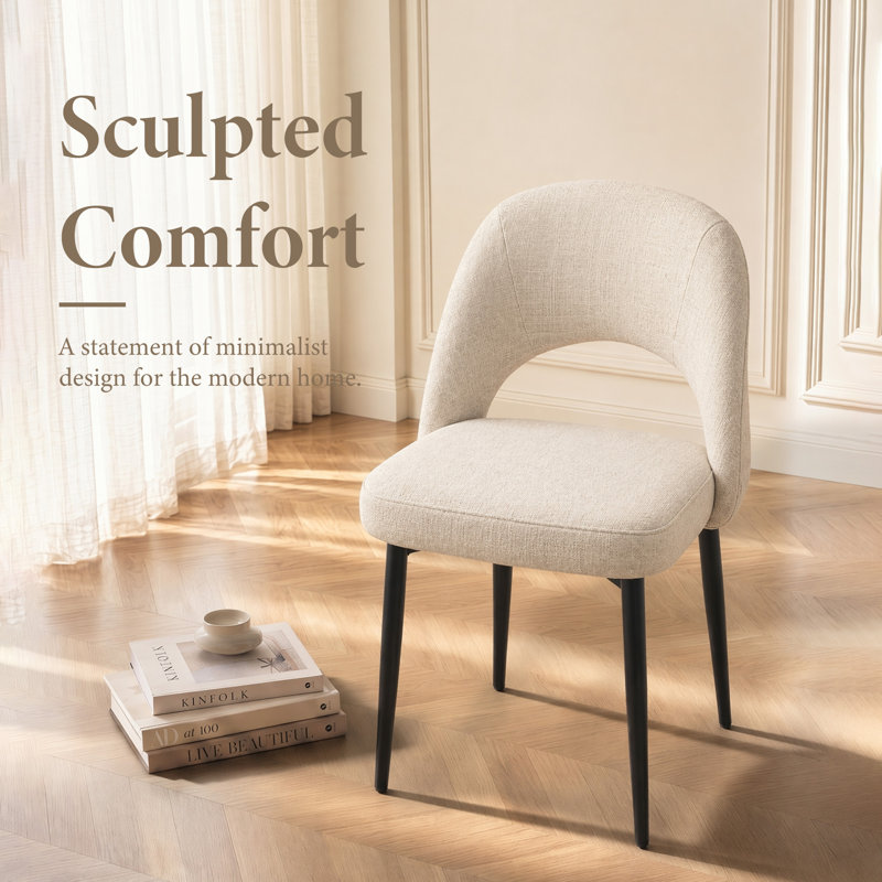 Chaise de salle à manger moderne rembourrée (ensemble de 4, beige), Beige