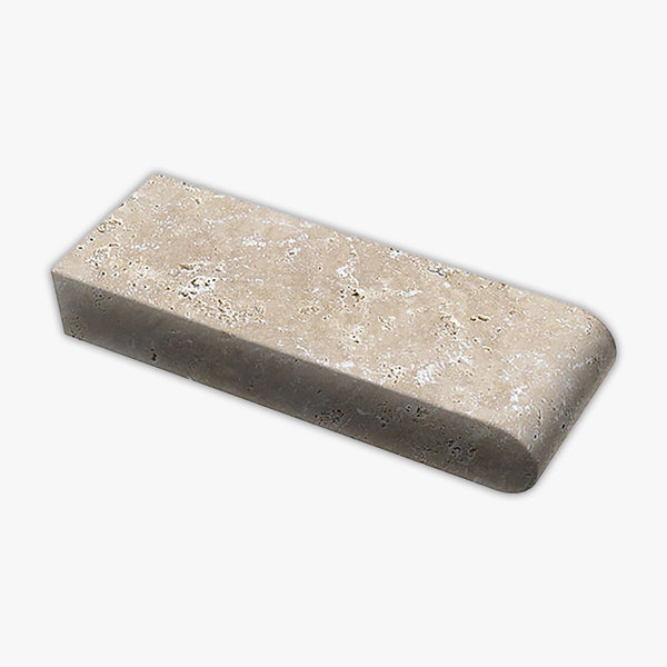 Ivory Tumbled 4x12 Travertine Extra Thick Bullnose Coping