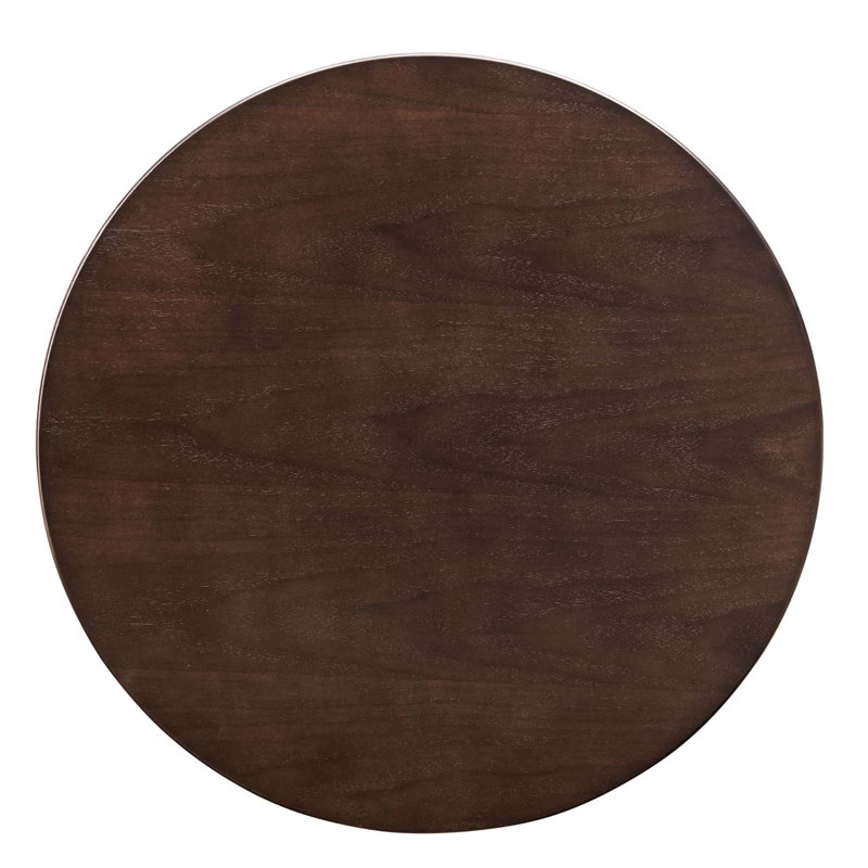 Mid-Century Modern Cherry Wood 28" Round Dining Table with Gold Pedestal