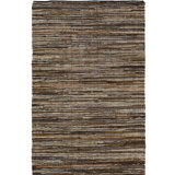 Altum Abstract Handmade Flatweave Leather/Cotton Dark Brown/Brown/Tan/Medium Gray Area Rug