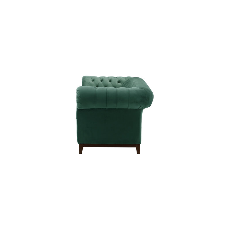 Fryar Velvet Sofa, 3, Azure Green, Walnut
