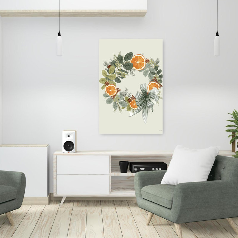 Cannelle et couronne d'agrumes, art contemporain de pin, H 36 po x l 24 po