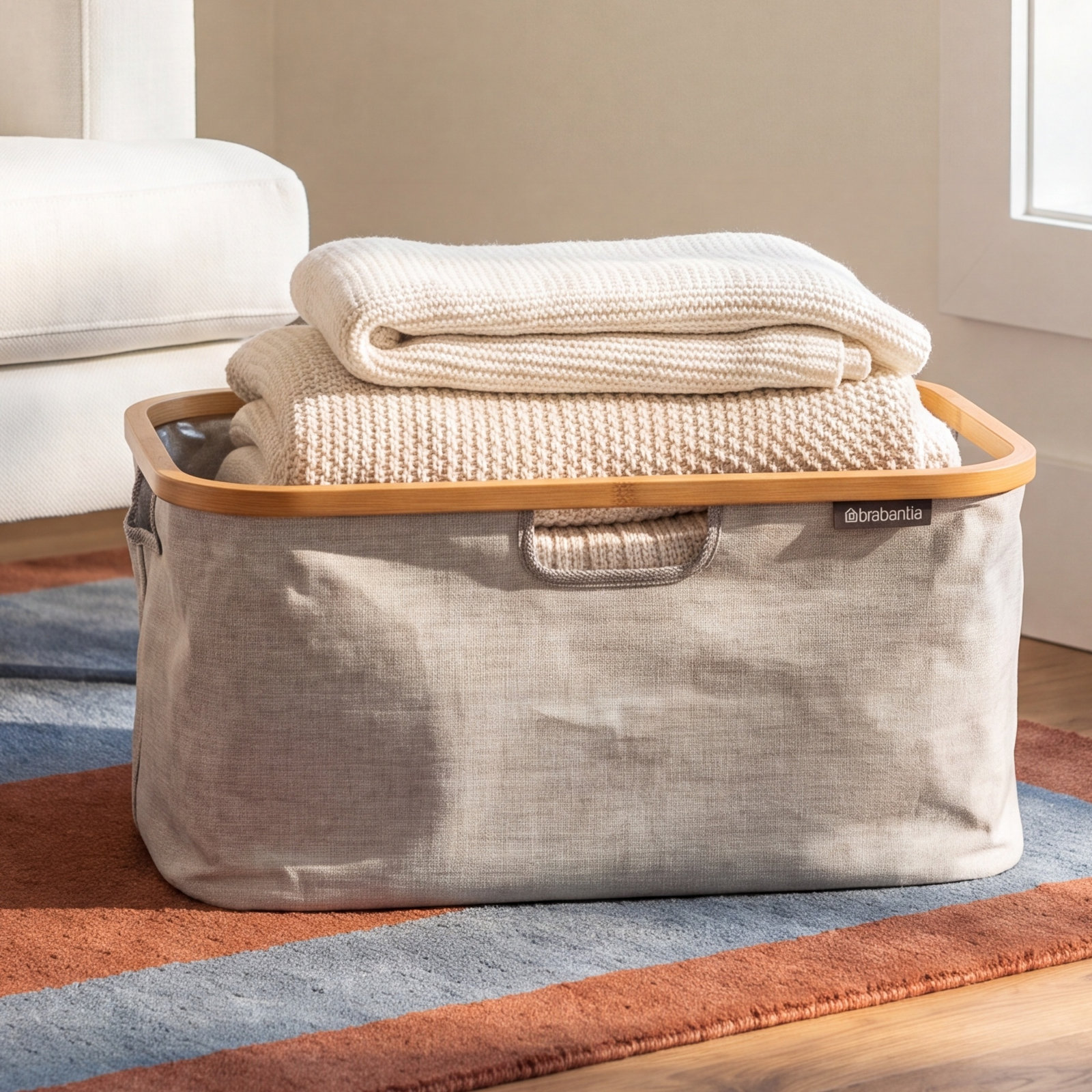 Brabantia 10.6 Gallon Foldable Laundry Basket, Light Gray