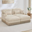 Causeuse profonde et modulaire en chenille beige à assise profonde pour salon