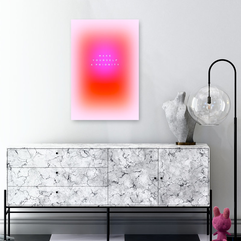 Gradient Aura Priority Quote Abstract Dreamy Ethereal Wall Art Print by Dominique Vari - Wrapped Canvas Print