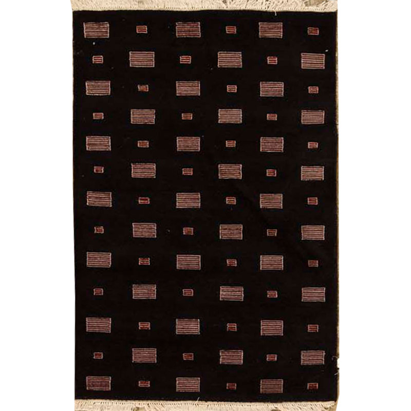 Hand-Knotted High-Quality Black Area Rug
