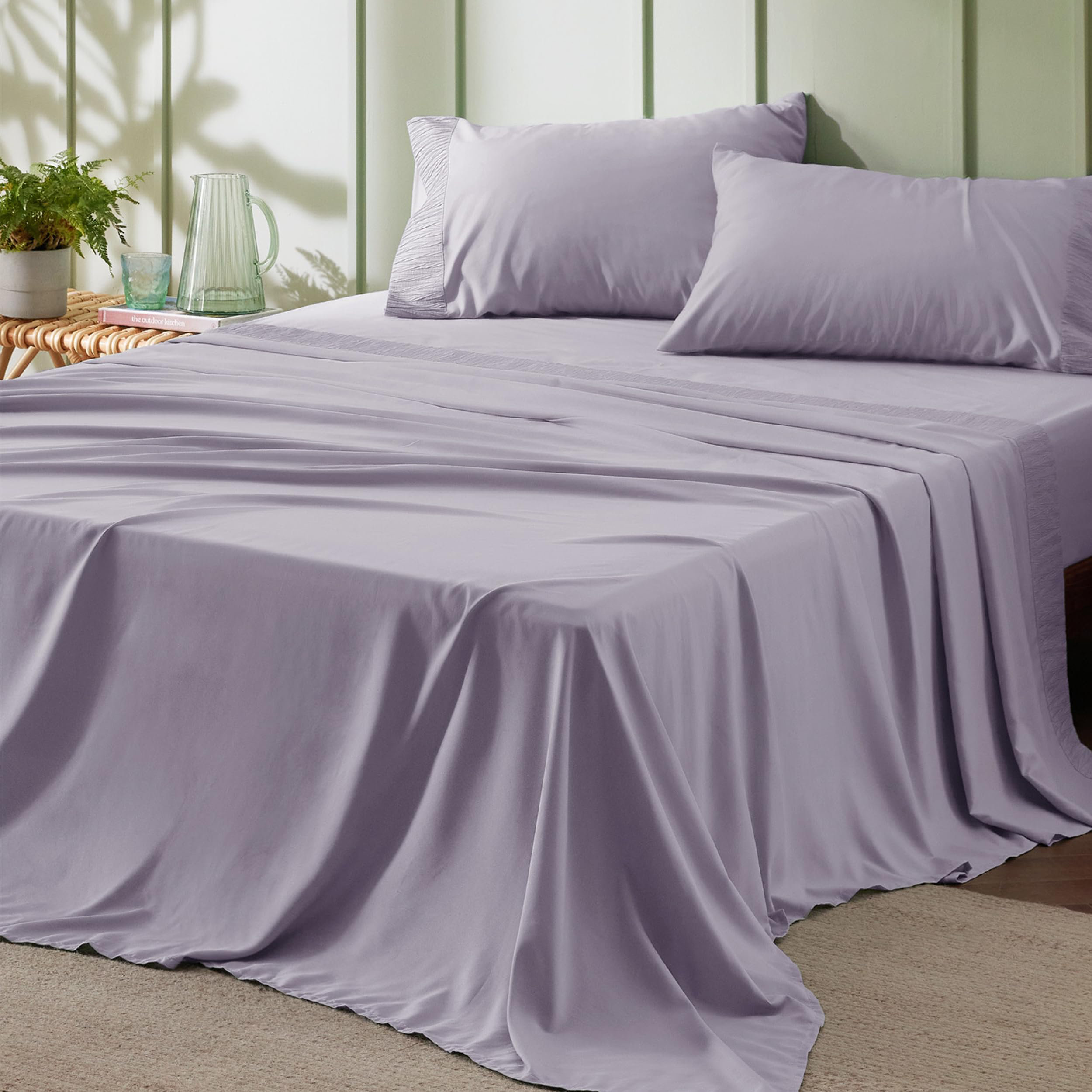 Bedsure Polyester Microfiber Sheet Set Hotel Luxury Sheets, Easy Care ...