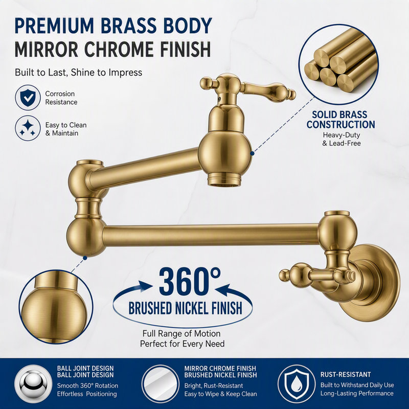 NOVEL Kitchen Faucet, Brushed Gold, 1.8