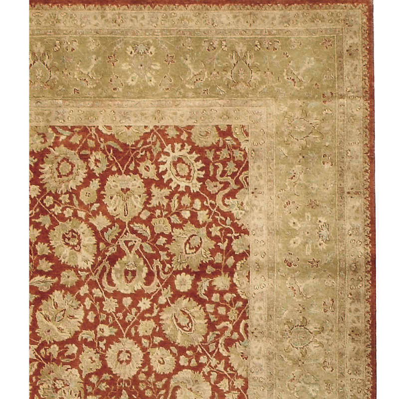 Wool Oriental Area Rug in Beige/Red, Rectangle 6' x 9'