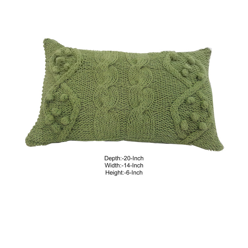  Cotton Lumbar Pillow Cover & Insert, Green
