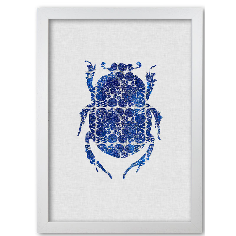 Blue Beetle I - Print, 42 cm H x 30 cm W x 5 cm D, White Grain Frame