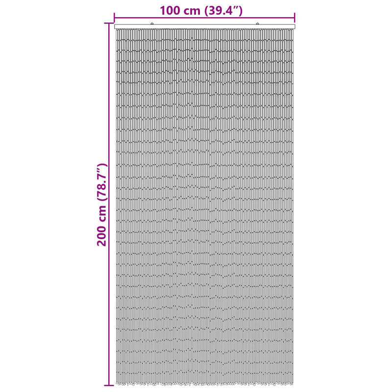 vidaXL Insect Door Curtain Multicolor 78.74 x 39.37 in Bamboo, 39.37" W x 78.74" L, Sunset