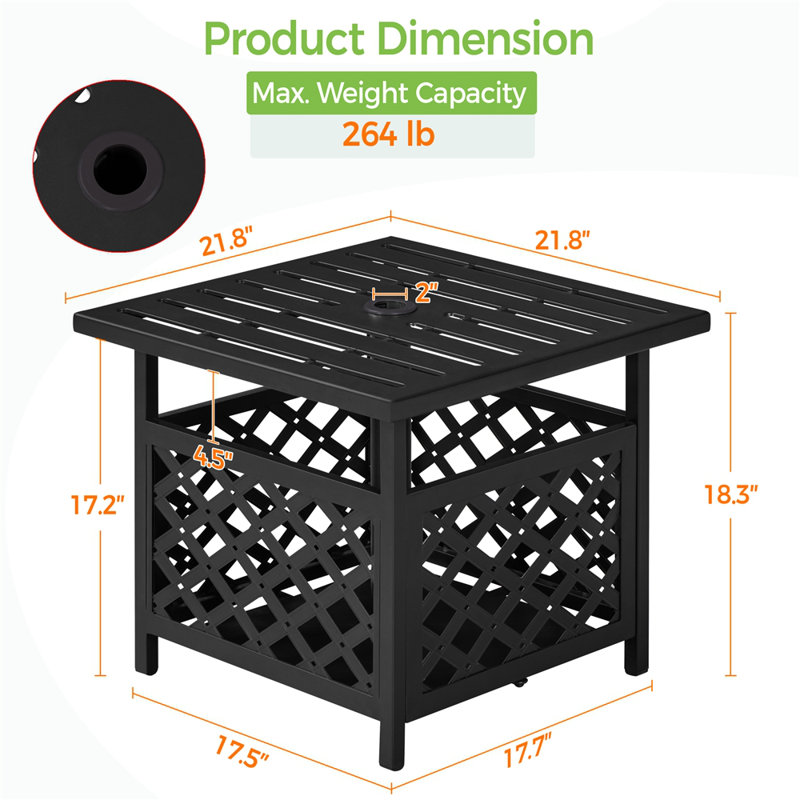 Gulzaar Square Iron Outdoor Bistro Table