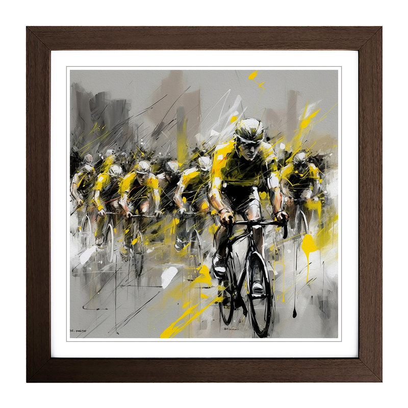 Tour De France Gestural Art - Framed Print, Walnut