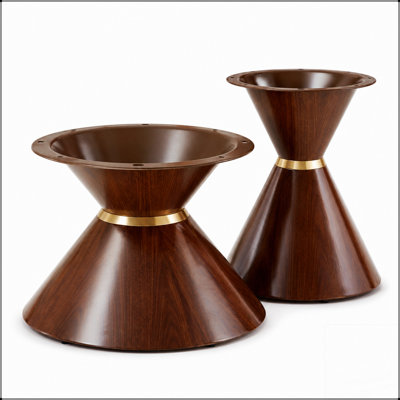 Ensemble de base de table basse en métal en forme de sablier, pieds en acier au carbone robustes avec finition noyer pour tables gigognes, capacité de charge maximale de 80 lb