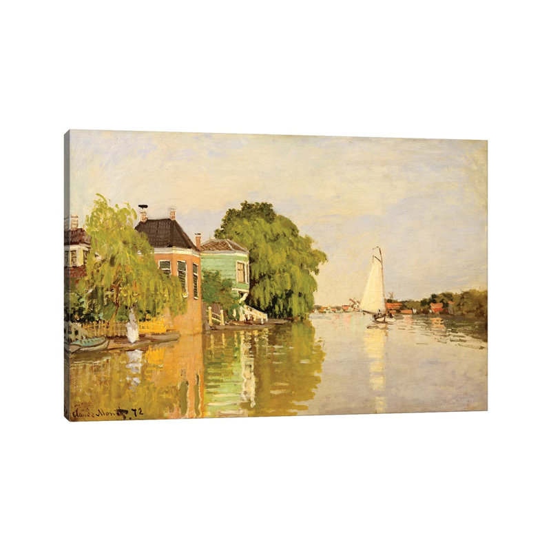 Houses On The Achterzaan by Claude Monet - Wrapped Canvas Print, 101.6 cm H x 66.04 cm W x 1.91 cm D