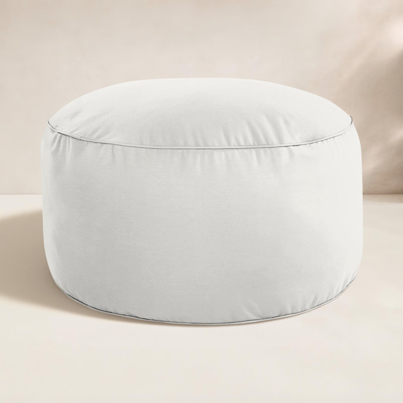 Repose-pieds extérieur rembourré Demi avec coussin Sunbrella®, Toile Sunbrella® naturel