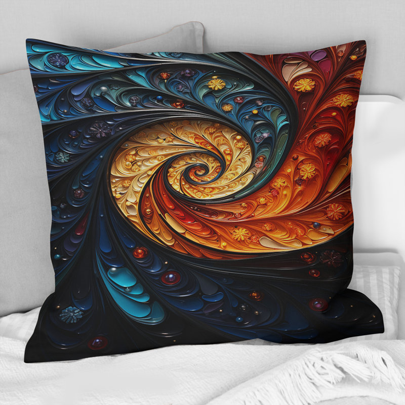 Rhythmic Pulse II - Abstract Spirals Printed Throw Pillow