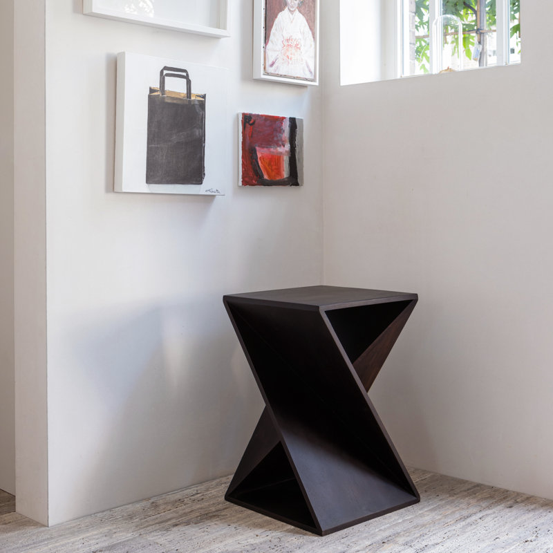 Ikem Solid Wood Pedestal End Table