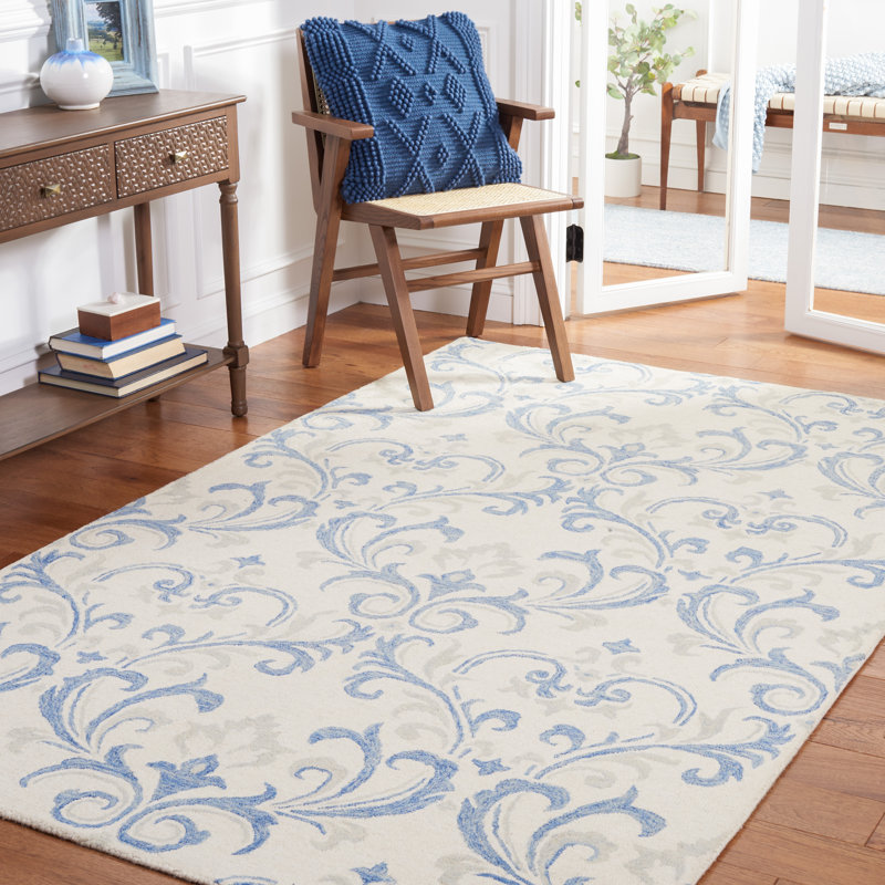 Tapis damassé en laine touffeté à la main Aashu, Rectangle 4 pi x 6 pi