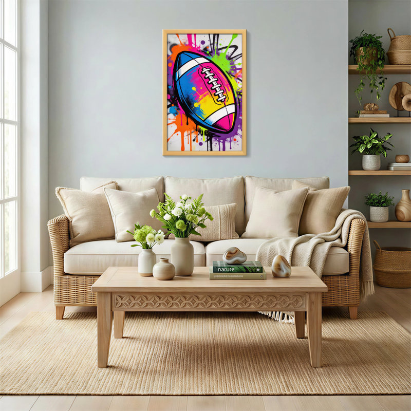 Motif de football coloré tendance avec éclaboussures de peinture, H 36 po x l 24 po