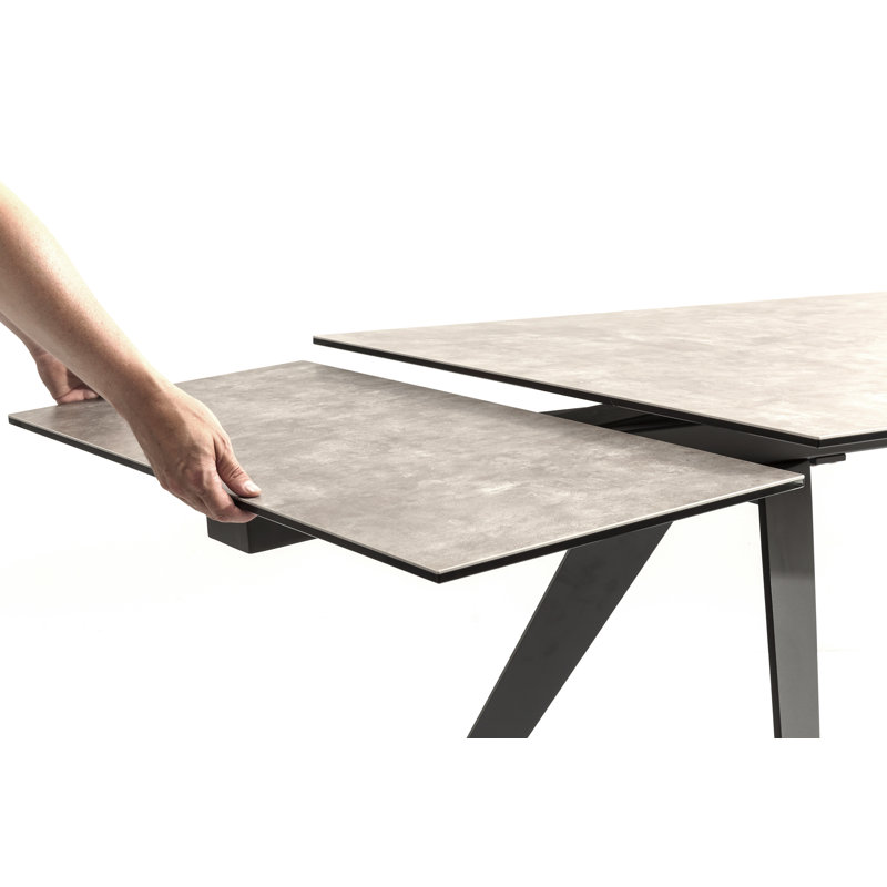 Amsterdam Extendable Glass Top Metal Base Dining Table, Brown