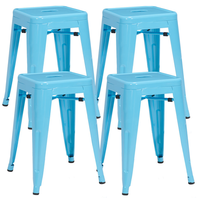 Tabouret court de 18 po en métal, Bleu