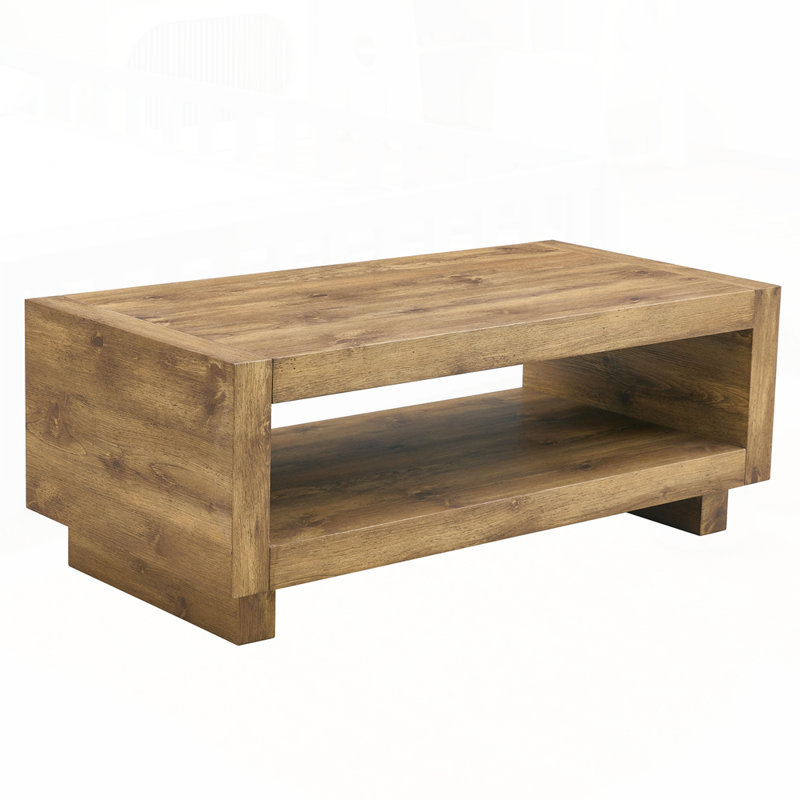 A modern minimalist MDF rectangular coffee table, Natural Wood