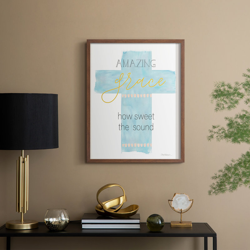 Amazing Grace Framed Print - Solid Wood, 11" H x 9" W, Walnut
