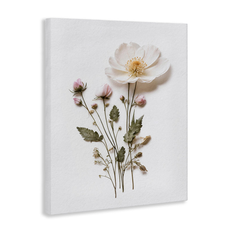 Simple toile à fleurs pressées, design par lettré et doublé, H 20 po x l 16 po