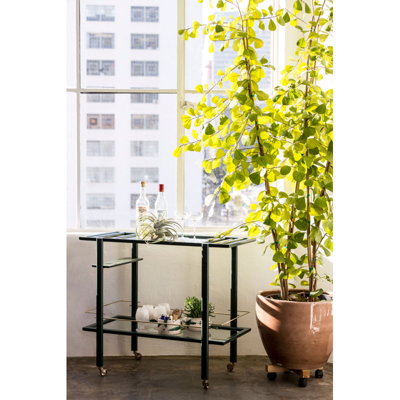 Bar Cart, Ebonized Oak/Copper