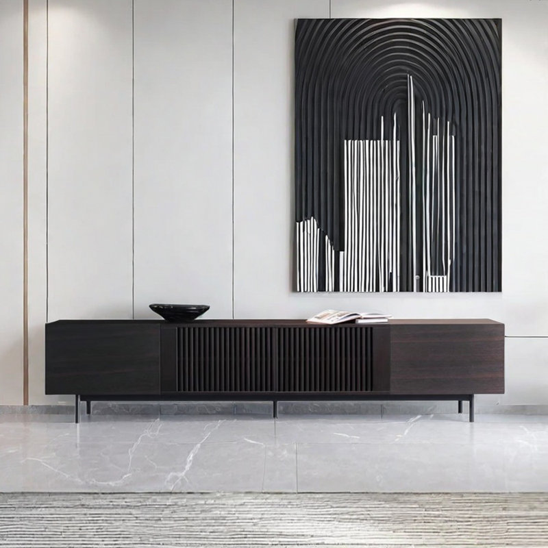 Design rétro du meuble télé du salon, H 51 cm x l 76 cm
