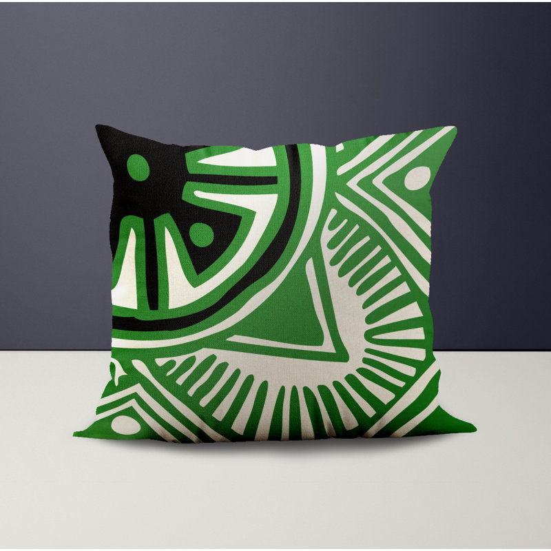 Jeté carré en polyester intérieur / extérieur, L 15 po x H 15 po, Vert