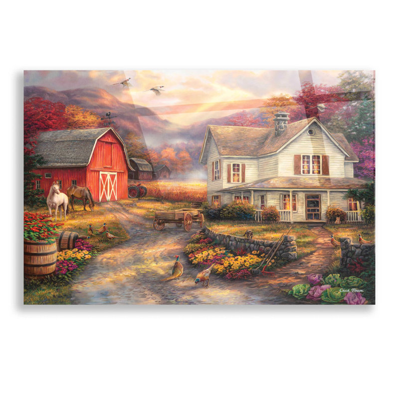 Relaxing On The Farm by Chuck Pinson - Unframed Painting, 12" H x 16" W x 0.13" D