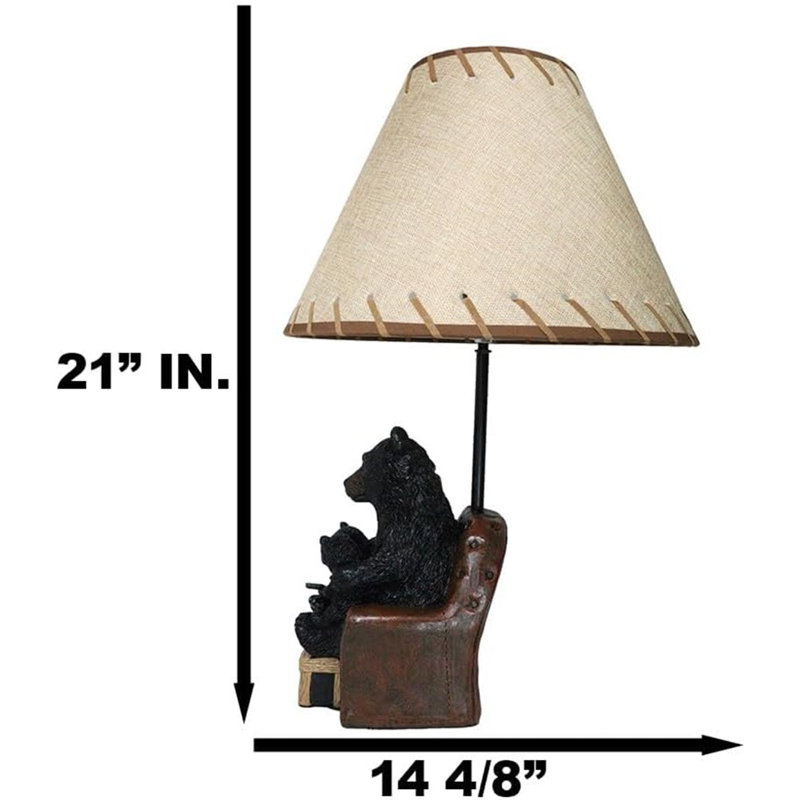 Forest Bedtime Storey Mama Bear Reading to Cub Bears On Cozy Couch Table Lamp