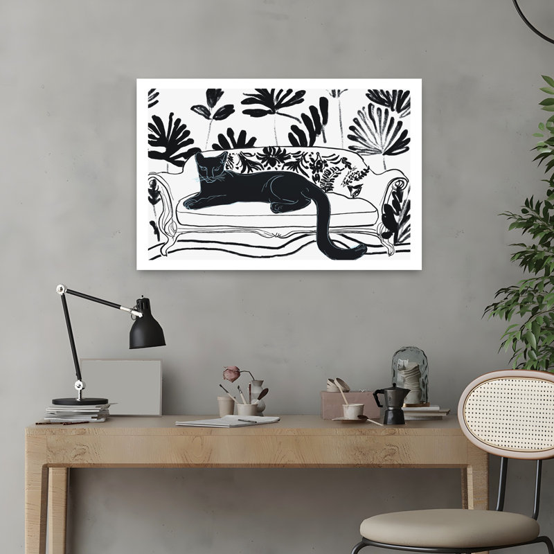 Contemporary Art Abstract Contemporary Cat Landscape Nature Wall Art by Beate Tubach - Wrapped Canvas Print