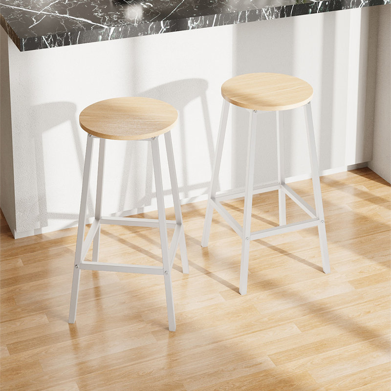 Counter Stool with Metal Frame, Natural/White
