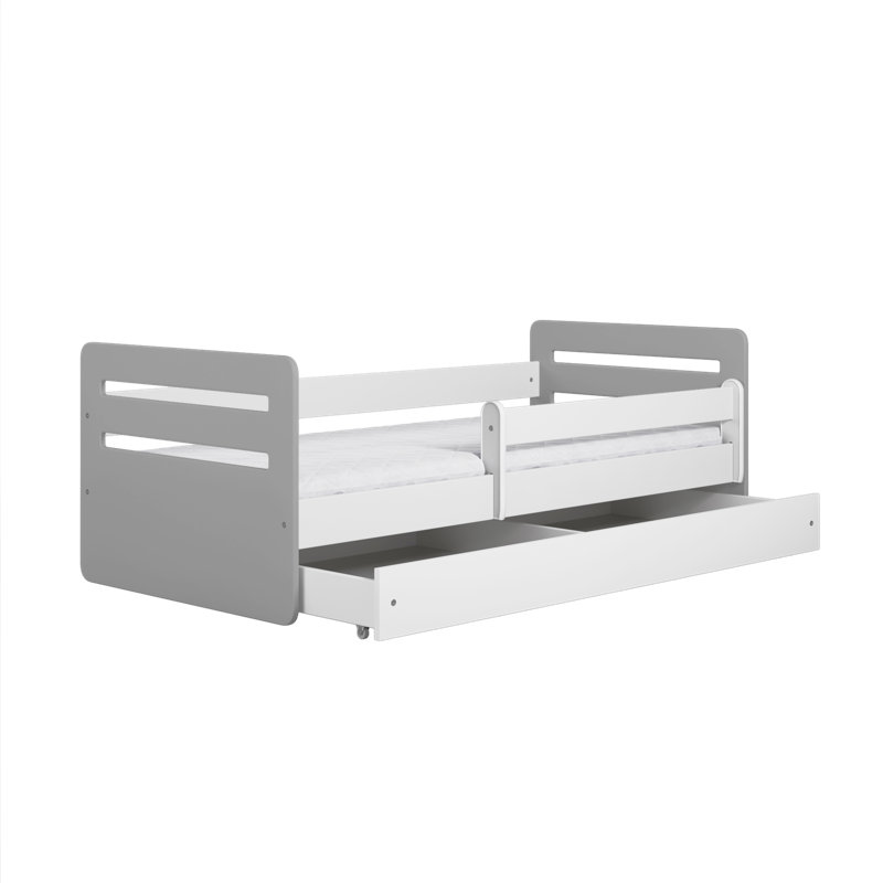 Molly Drawer Convertible Bed and Mattress, European Toddler (80 x 180 cm), Grey