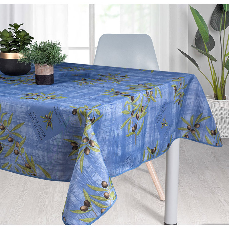 Connersville Provence Olive Tablecloth, 130cm W x 150cm L, Blue