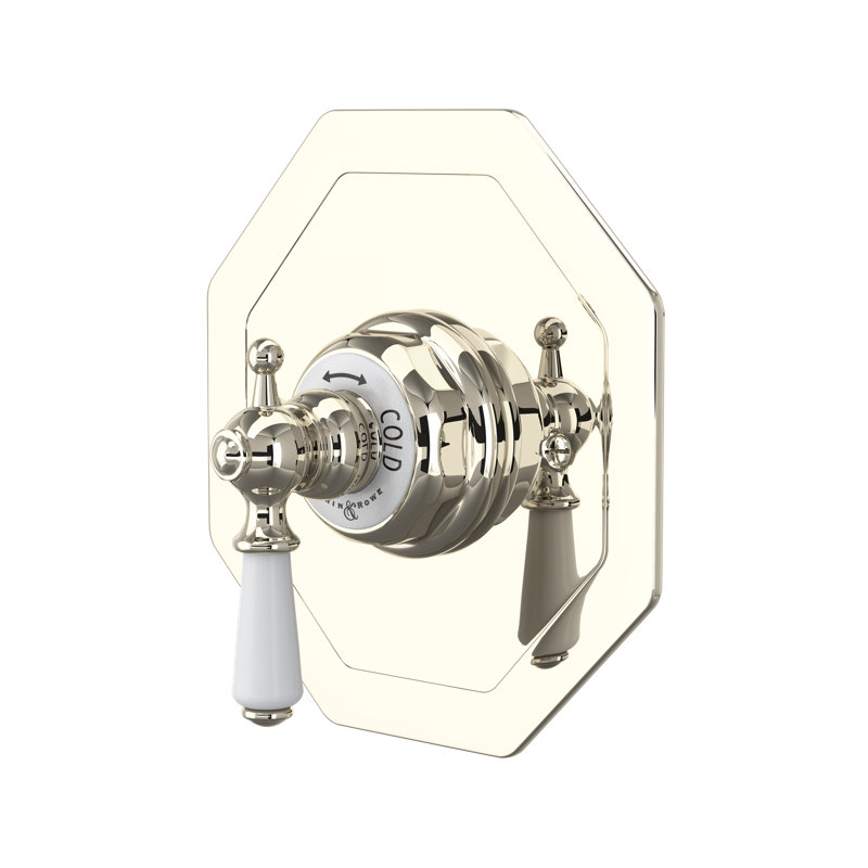 Garniture thermostatique octogonale Edwardian sans contrôle de volume, Nickel poli