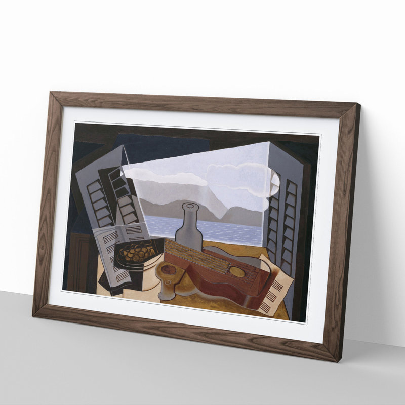 Open Window by Juan Gris - Picture Frame Painting, Walnut Framed, 27cm H x 36cm W x 2cm D