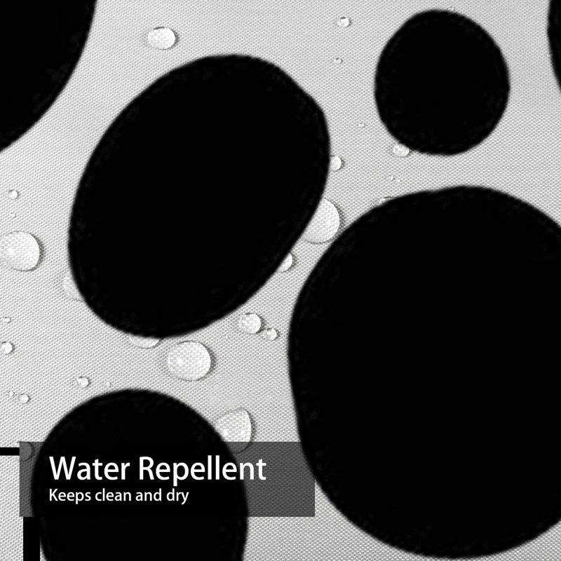 Rideau de douche abstrait à pois noirs avec 12 crochets, L 72 po x l 78 po