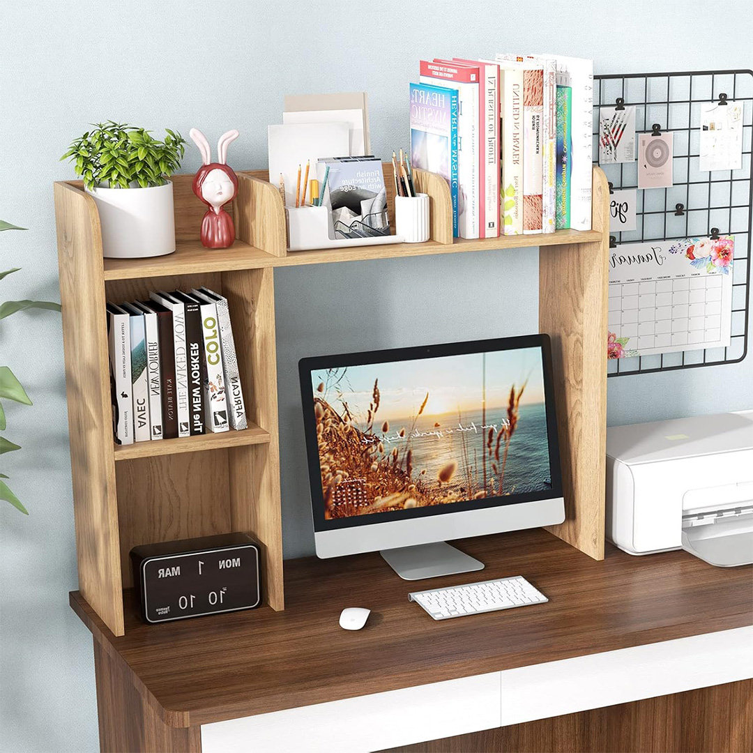 Hokku Designs White 3-Tier Display Rack,Desktop Bookshelf, Monitor ...
