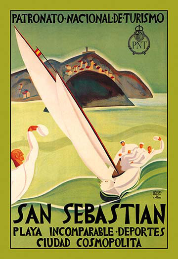 « san sebastian » par hidalgo de caveides affiche rétro, H 36 po x l 24 po x P 1,5 po