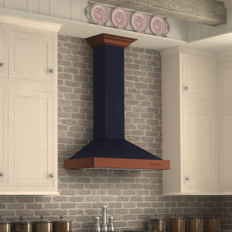 36" 400 CFM Convertible Wall Mount Range Hood, Hand-Hammered Copper/Oil-Rubbed Bronze