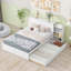Grand lit plateforme avec rangement et tablettes gigognes