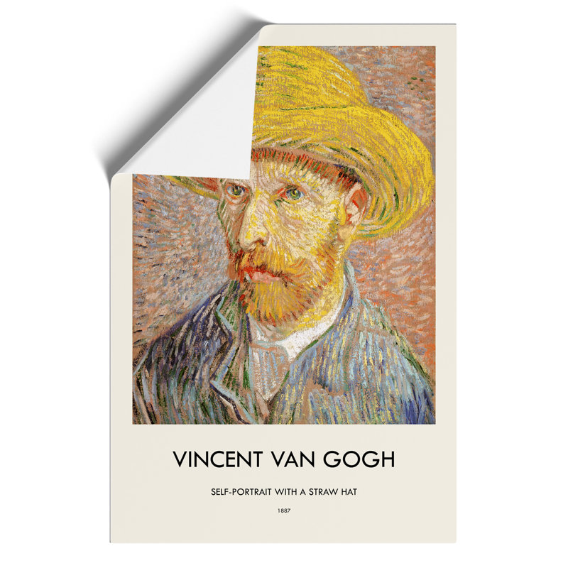 Self Portrait with a Straw Hat Print by Vincent van Gogh - Frameless Print, 42cm H x 30cm W x 0.1cm D